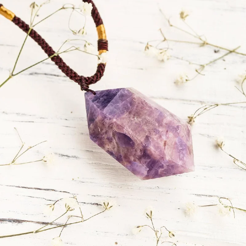 ladies necklaces layered-Amethyst Crystal Necklace