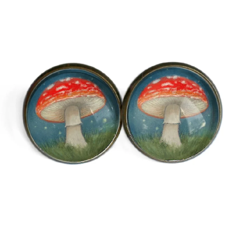 ladies earrings green-Moonlit Mushrooms Stud Earrings