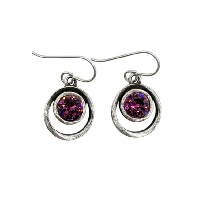 ladies earrings splurge-Skeeball Earrings by Patricia Locke - Amethyst