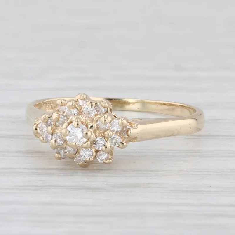 ladies engagement rings filigree-0.23ctw Diamond Cluster Engagement Ring 14k Yellow Gold Size 7.25