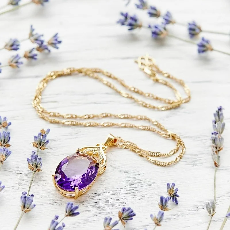 ladies necklaces blue nile-Gold Plated Amethyst Necklace