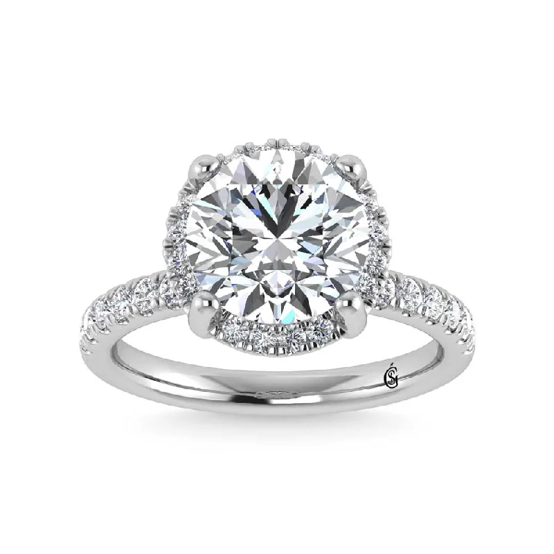 ladies engagement rings tension-14K White Gold Lab Grown Diamond 4 5/8 Ct.Tw. Round Shape Engagement Ring