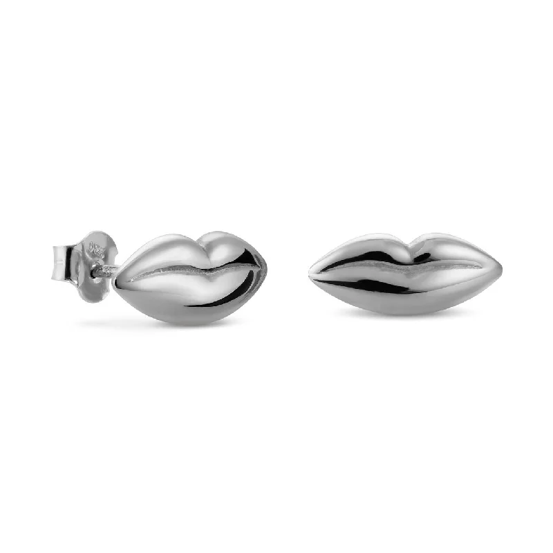 ladies earrings high-end-Dalí Lips Stud Earrings - Platinum Plated Silver