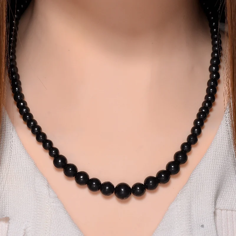 ladies necklaces presentation-Natural Shungite Necklace For Powerful Protection (20 inches)