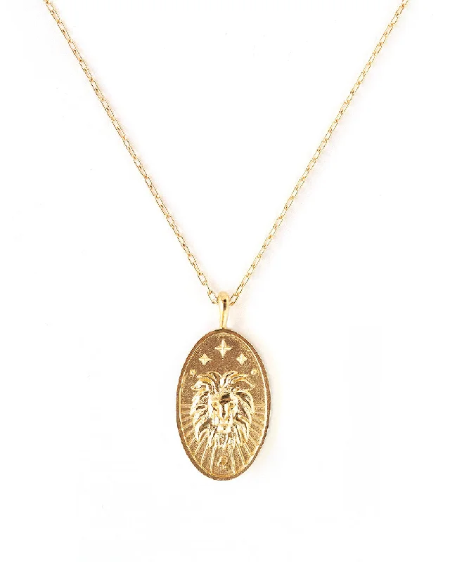 ladies necklaces friendship-Leo Gold Zodiac Necklace