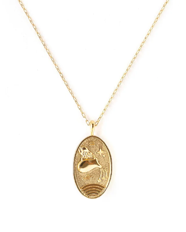 ladies necklaces zales-Aquarius Gold Zodiac Necklace