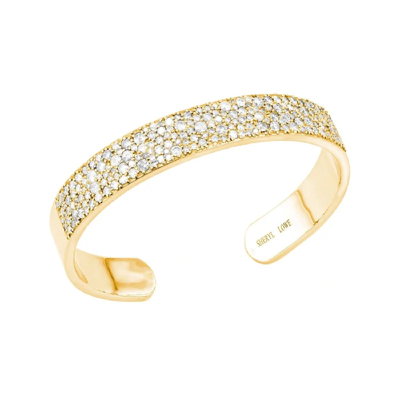 Ladies bracelets balance charm -Diamond Cobblestone 14K Gold Cuff Bracelet  BG000847