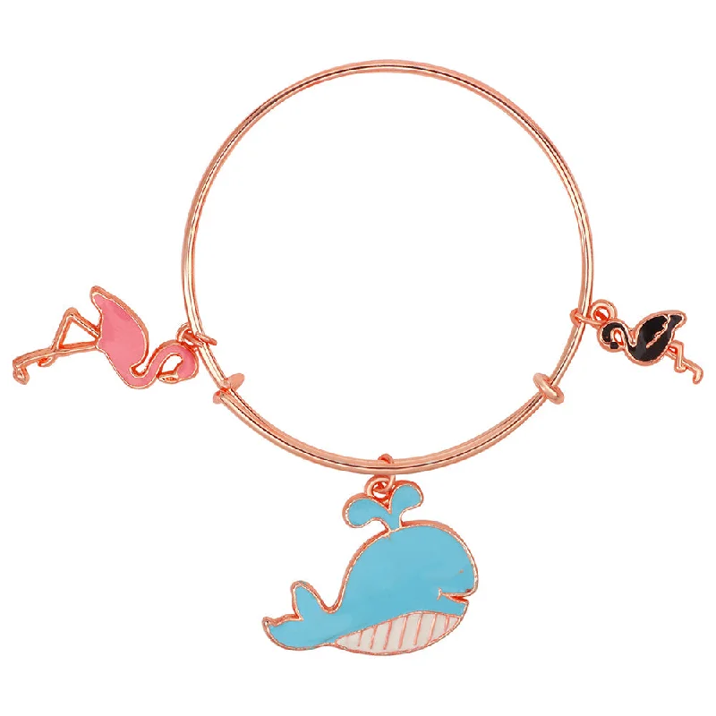 Ladies bracelets desert glow -Mahi Swan, Duck & Fish Shaped Enamel Work Charm Bracelet with Rose Gold Plated for Kids (BRK1100872Z)