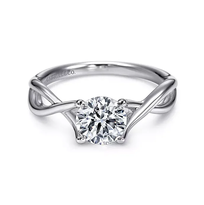 ladies engagement rings ethnic-Kylo - 14K White Gold Round Twisted Diamond Engagement Ring