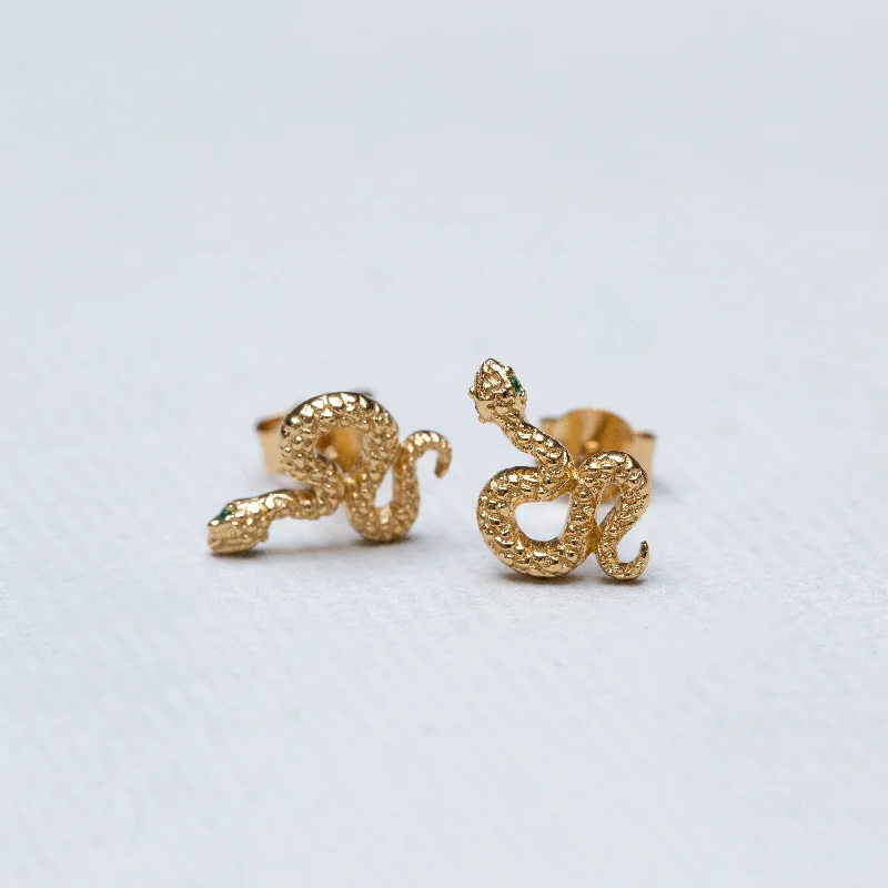 ladies earrings emerald-Snake Stud Earrings