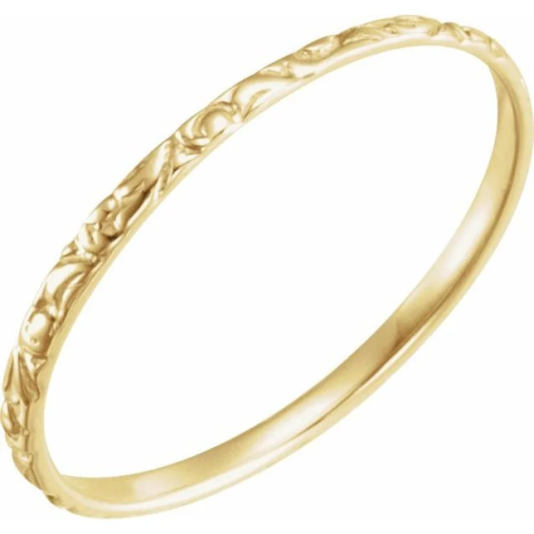 Ladies rings eternal sparkle -14K Yellow Etched Ring