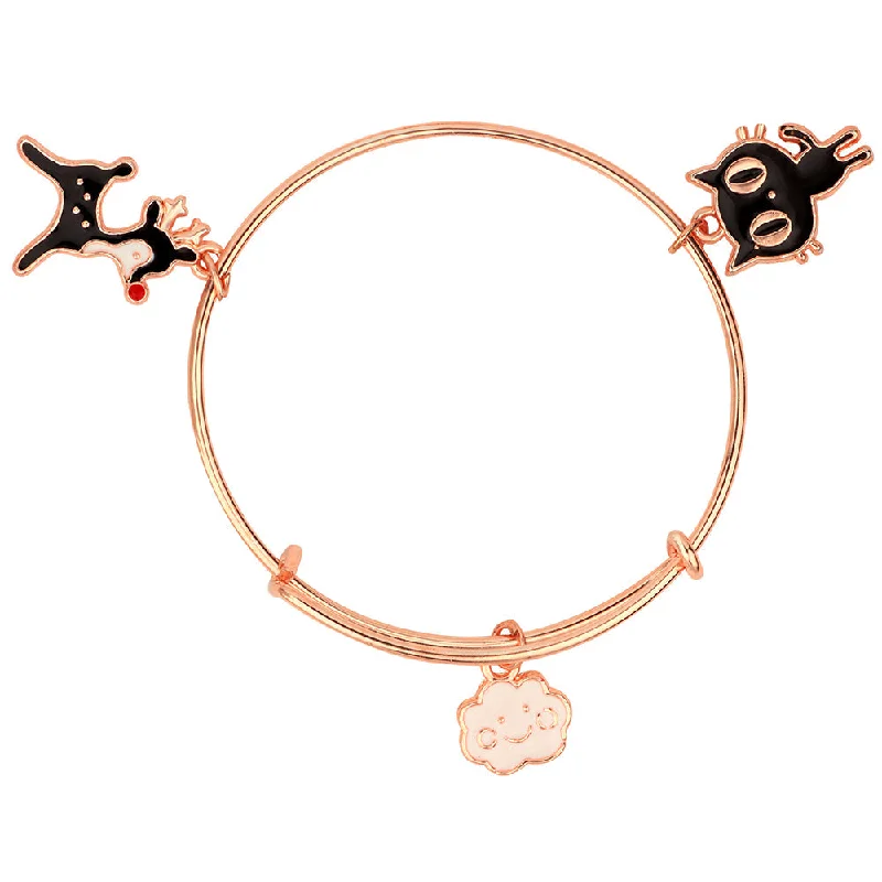 Ladies bracelets star shine -Mahi Cat, Dog & Cloud Shapde Rose Gold Plated Enamel Work Charms Bracelet for Girls (BRK1100849Z)