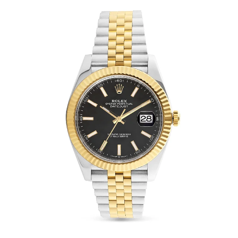 Ladies bracelets flare glow -Rolex DateJust Black Stick Dial with Two-Tone Jubilee Bracelet 126333