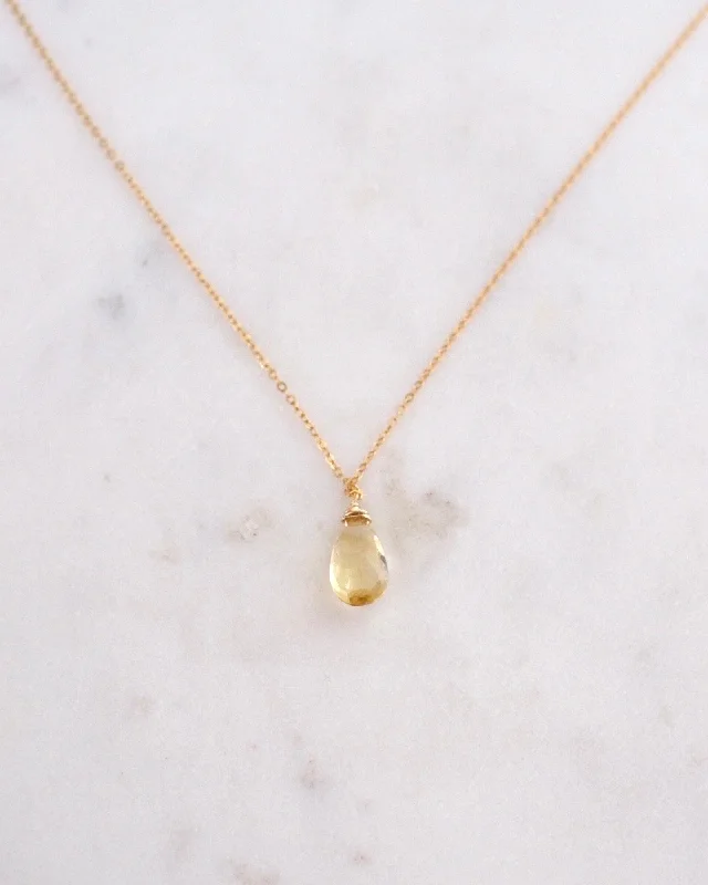 ladies necklaces lightweight design-Citrine Drop Necklace