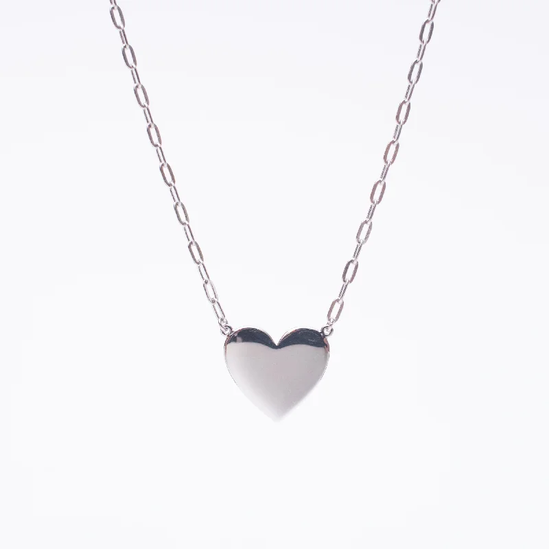 ladies necklaces heart-Silver Cutout Flat Heart Necklace