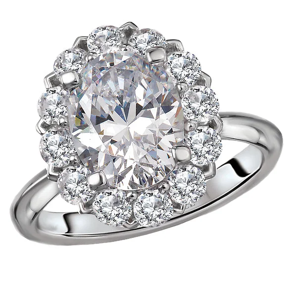 Ladies rings fantasy charm -Halo Semi-Mount Diamond Ring