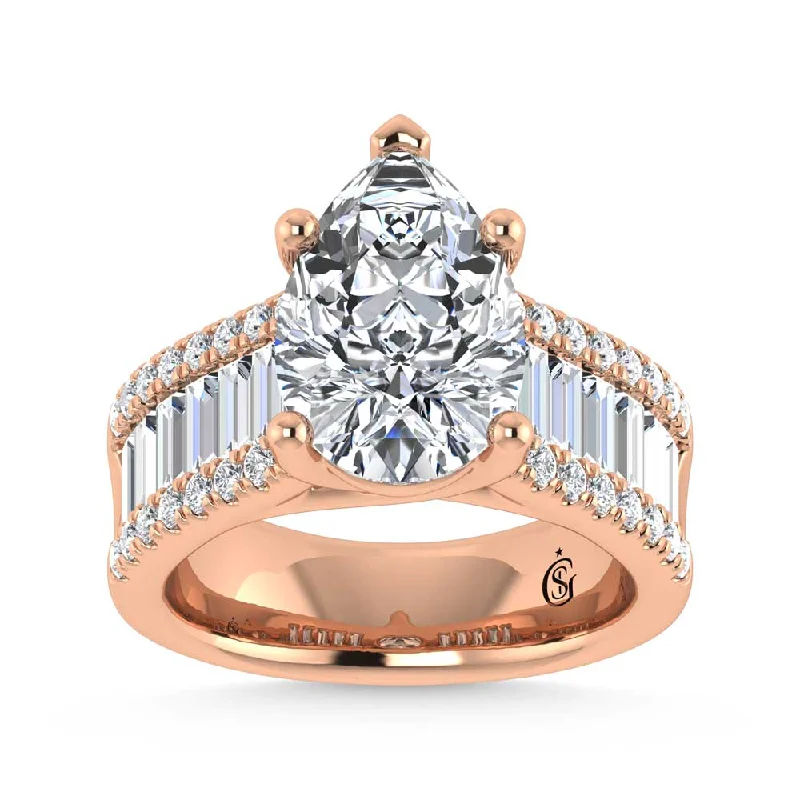 ladies engagement rings birthstone-14K Rose Gold Lab Grown Diamond 4 1/6 Ct.Tw. Engagement Ring