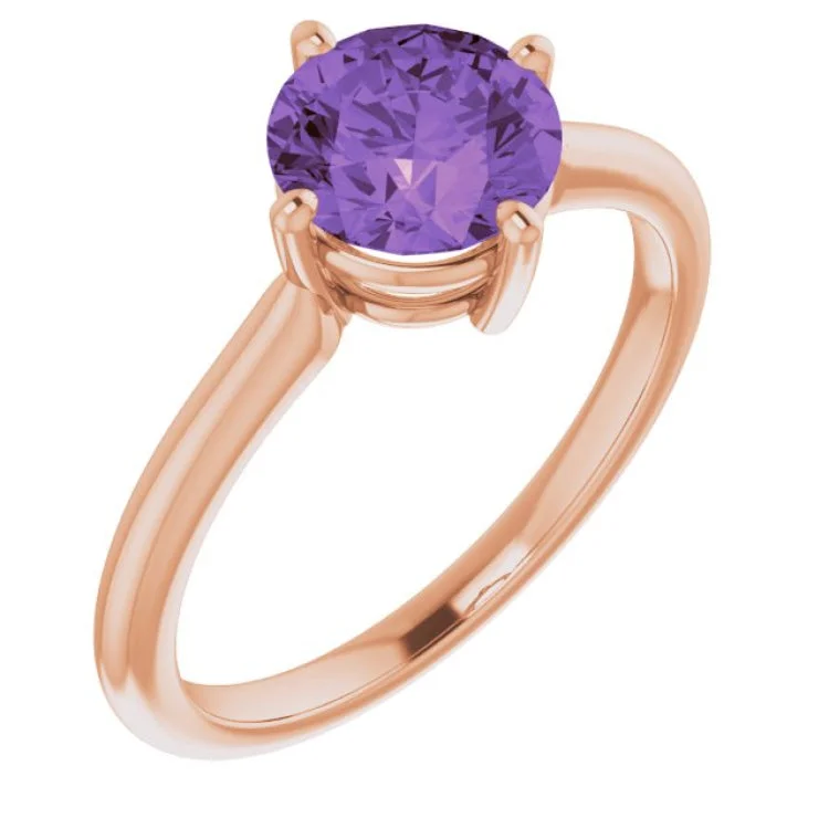 Ladies rings platinum shine -14K Rose Natural Amethyst Ring