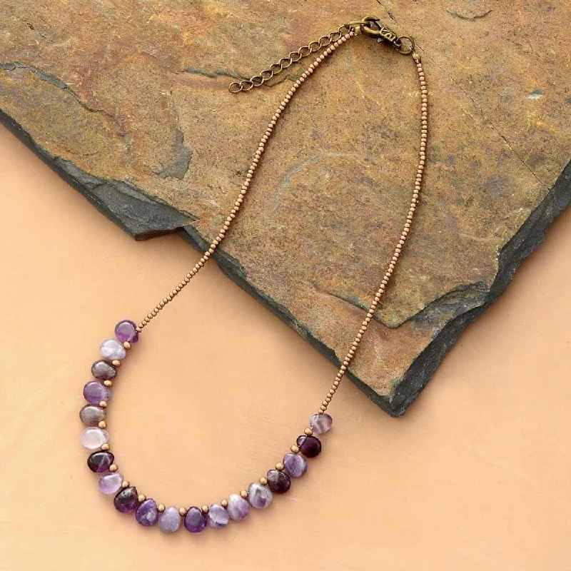 ladies necklaces initial-Amethyst Crystal Bead Necklace