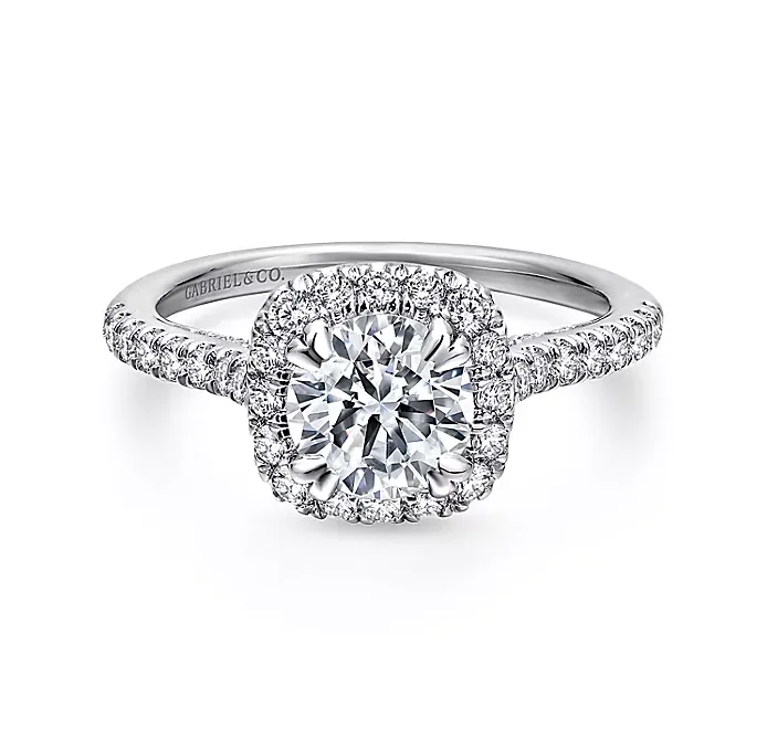 ladies engagement rings lightweight-Balsam - 14K White Gold Round Halo Diamond Engagement Ring