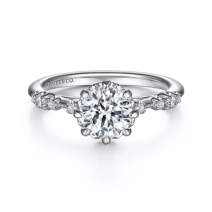 ladies engagement rings estate-Lelia - 14K White Gold Round Diamond Engagement Ring