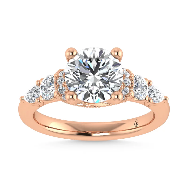 ladies engagement rings victorian-14K Rose Gold Labgrown Diamond 2 5/8 Ct.Tw. Engagement Ring (Center Round 2ct)