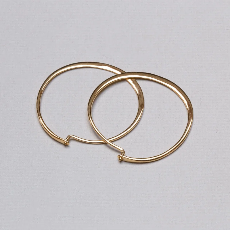 ladies earrings water resistant-Gold-plated Flat Hoop Earrings