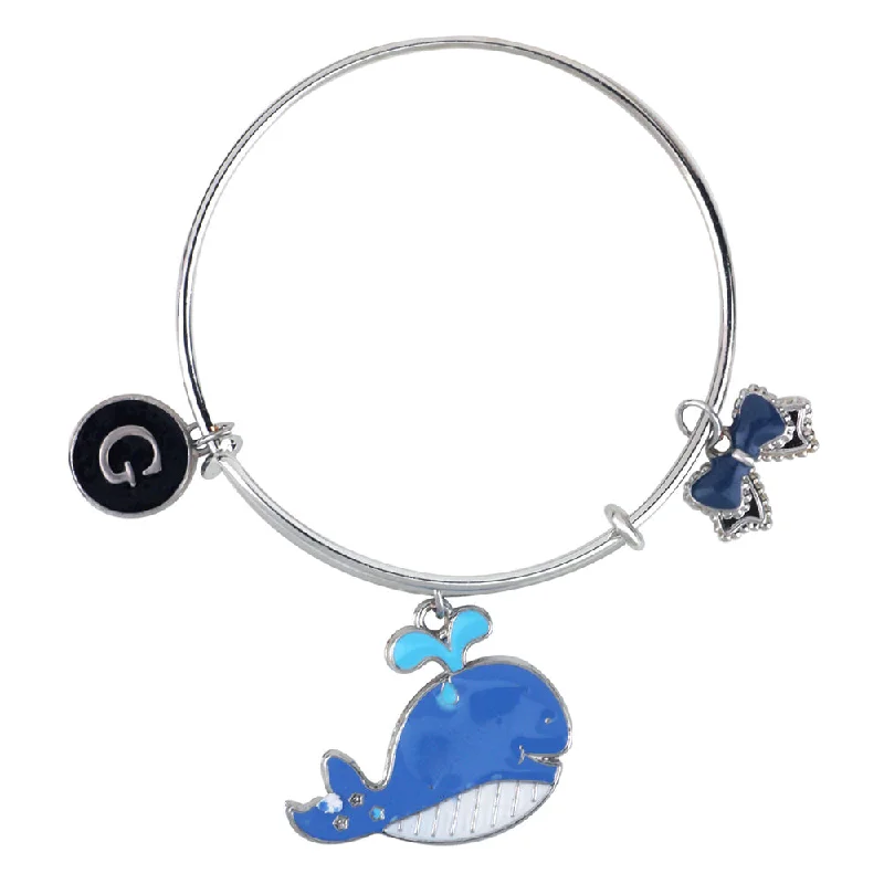 Ladies bracelets platinum gleam -Mahi G Letter Fish & Boo Shaped Rhodium Plated Enamel Work Charms Kids Bracelets for Kids (BRK1100941R)