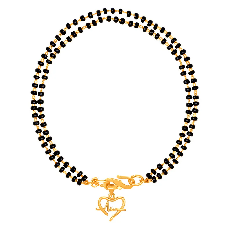 Ladies bracelets bride radiance -Mahi Dual Chain Heart Beat Charm Mangalsutra Bracelet with Beads for Women (BR1100492G)