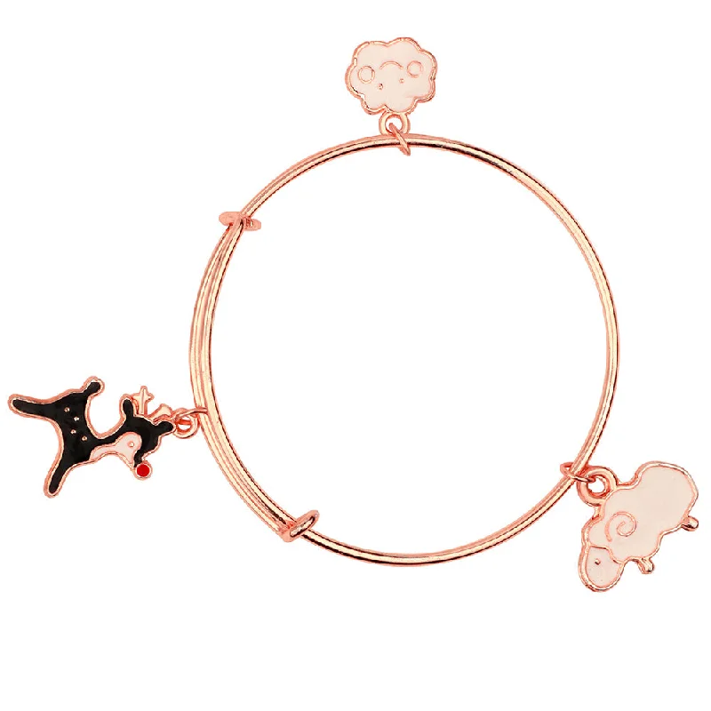 Ladies bracelets path charm -Mahi Dog, Ship & Cloud Shapded Rose Gold Plated Enamel Work Kids Bracelets for Kids (BRK1100822Z)