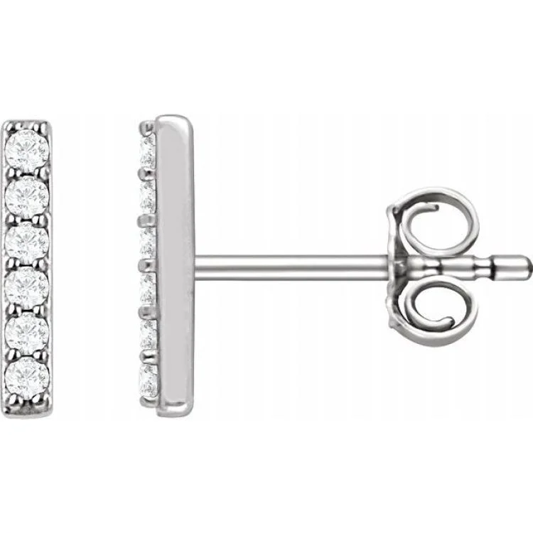 ladies earrings designs-14K White 1/10 CTW Natural Diamond Bar Earrings