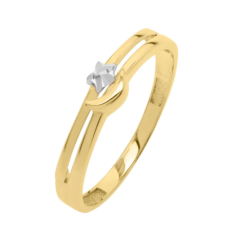 Ladies rings paired band -10K Star & Moon Ring