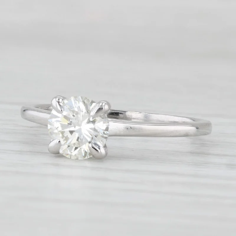 ladies engagement rings fall-1ct Round Diamond Solitaire Engagement Ring 14k White Gold Size 7.25 GIA