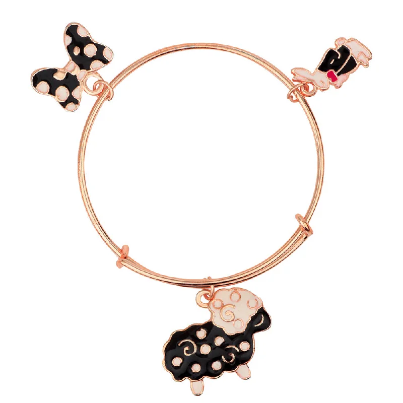 Ladies bracelets bond shine -Mahi Rose Gold Plated Rabit Ship & Butterfly Shaped Colorful Enamel Work Charms Kids Bracelets for Girls (BRK1100829Z)