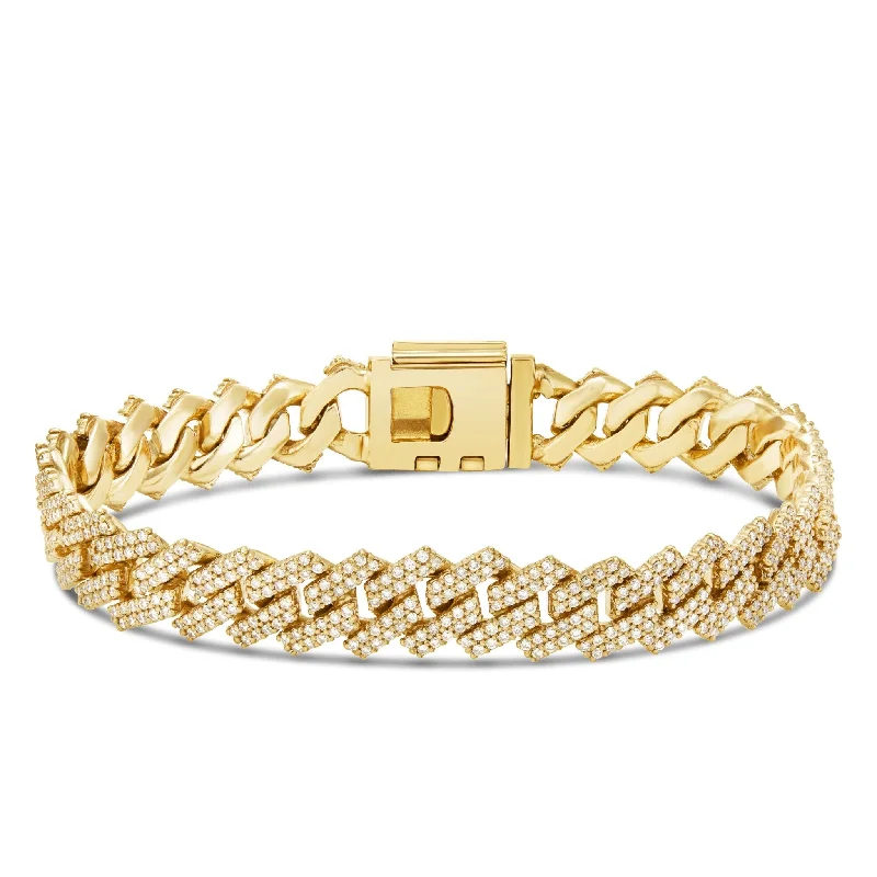 Ladies bracelets express shipping -10K Gold 6.22ct 12mm Prong-set Diamond Cuban Bracelet