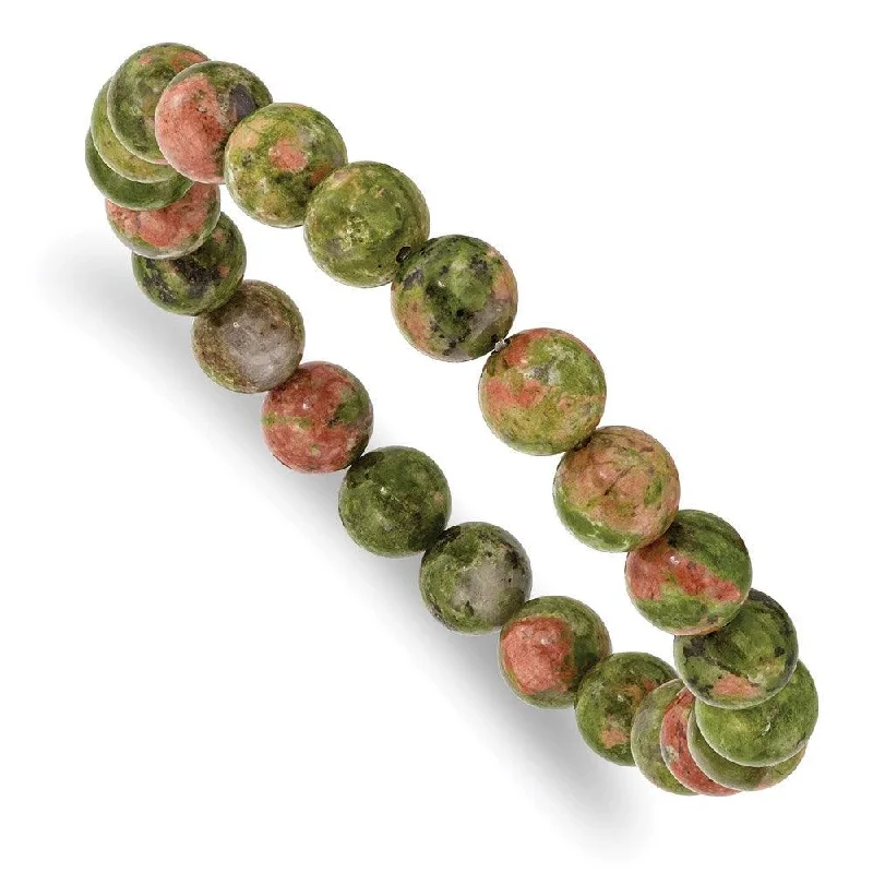 Ladies bracelets renew radiance -Unakite Agate Beaded Stretch Bracelet