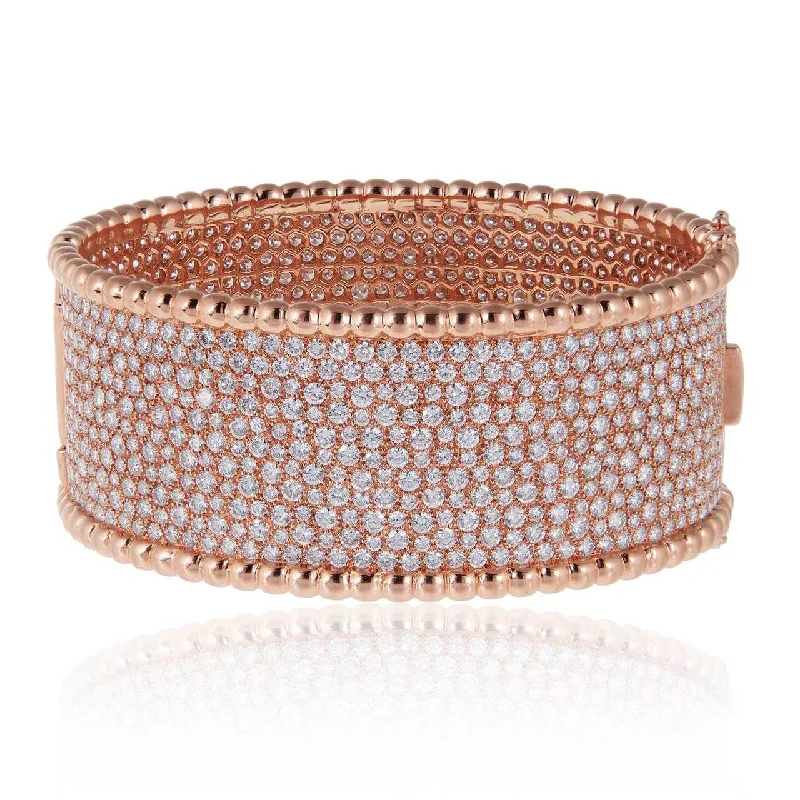 Ladies bracelets vow charm -18k Rose Gold 22.45ct Diamond Cuff Bracelet