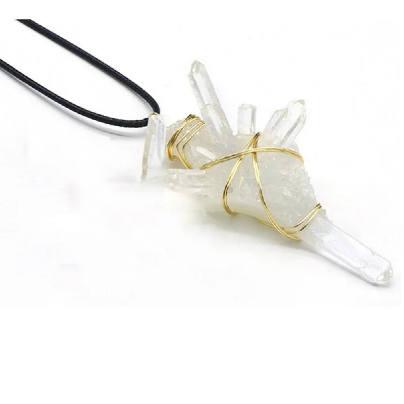 ladies necklaces metallic-Pillar Clear Quartz Necklace