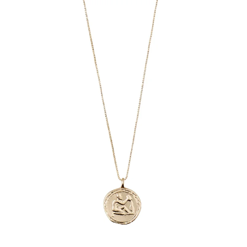 ladies necklaces astrology-Aquarius Gold Plated Necklace