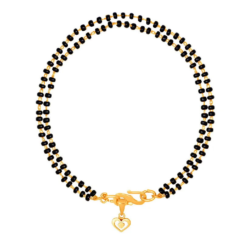 Ladies bracelets forever gleam -Mahi Dual Chain Heart Charm Mangalsutra Bracelet with Beads for Women (BR1100494G)