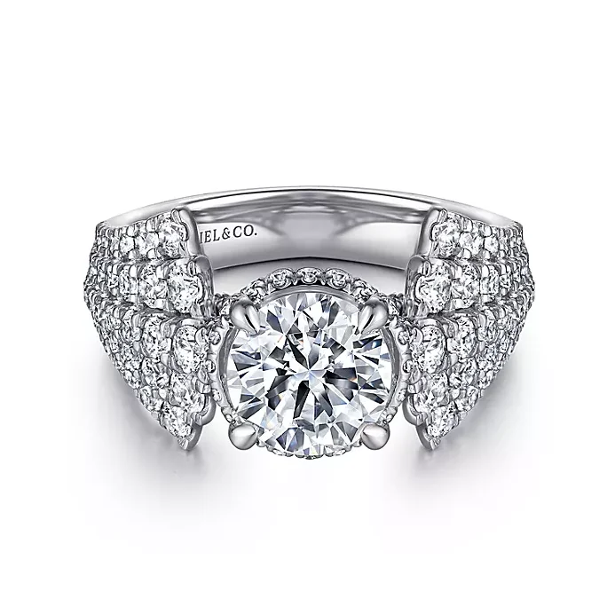 ladies engagement rings matching-Pauline - 14K White Gold Round Diamond Engagement Ring