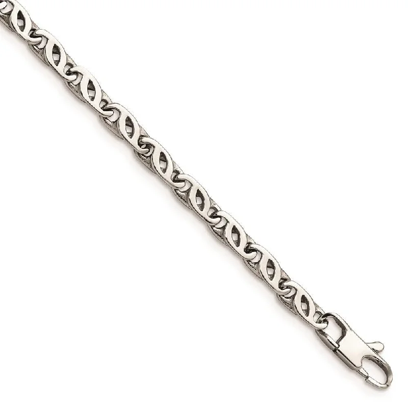 Ladies bracelets oath band -Stainless Steel Polished Fancy Link 7.5in Bracelet