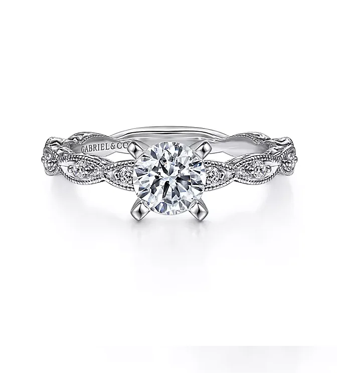 ladies engagement rings futuristic-Sadie - 14K White Gold Round Diamond Engagement Ring