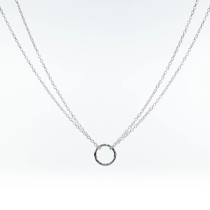 ladies necklaces custom design-Double Chain Circle Necklace