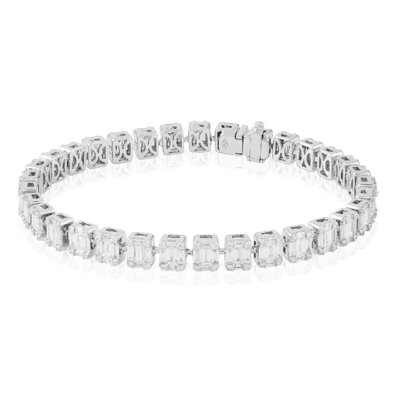 Ladies bracelets zirconia shimmer -18k White Gold 6.49ct Diamond Tennis Bracelet