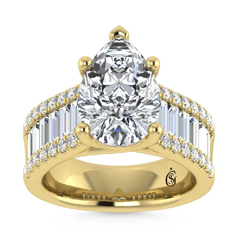 ladies engagement rings traditional-14K Yellow Gold Lab Grown Diamond 4 1/6 Ct.Tw. Engagement Ring