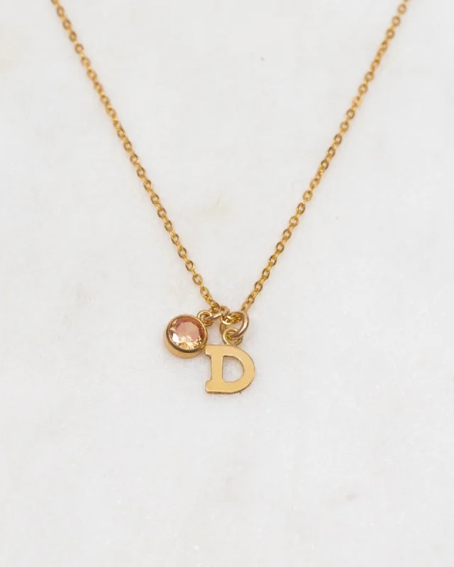 ladies necklaces modern twist-Initial D with Birthstone Necklace