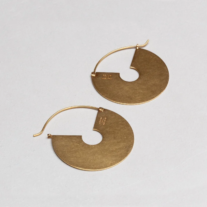 ladies earrings mother’s day-Vintage Celine Geometric Brass Hoop Earrings