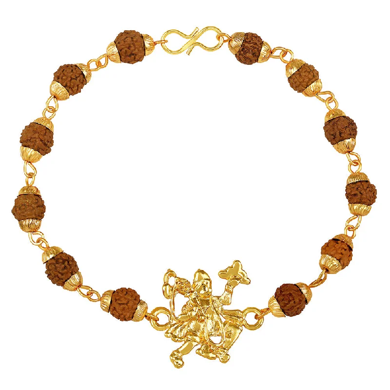 Ladies bracelets enchanted charm -Mahi Gold Plated Bajrangbali Hanuman Bracelet with Rudraksha for Men (BR1100486G)