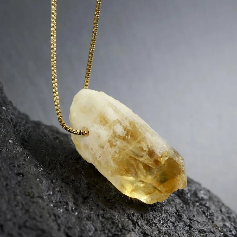 ladies necklaces meditation-Raw Citrine Crystal Necklace